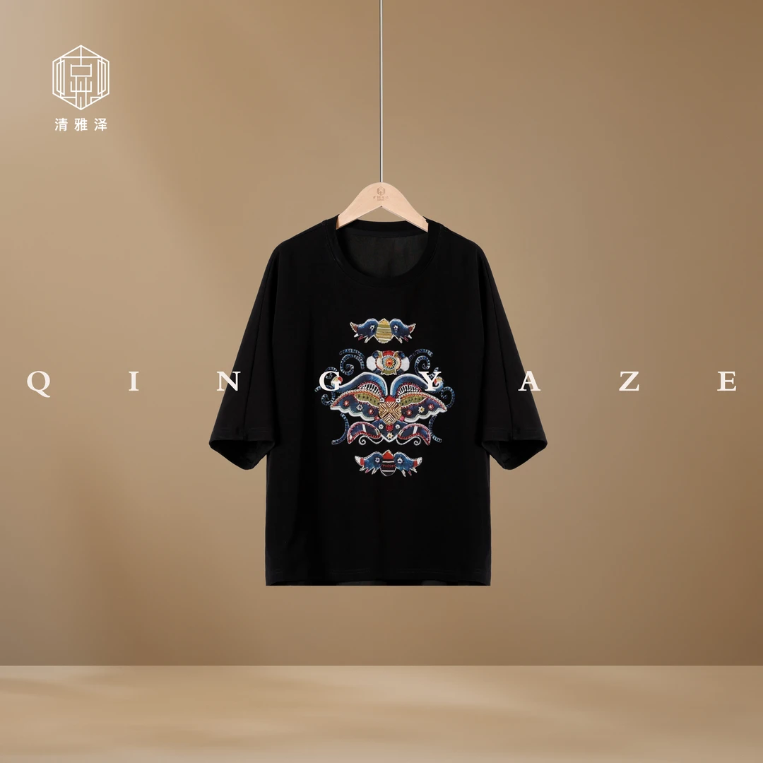 蝴蝶与鱼！重工钉珠新中式短袖！GZ5911