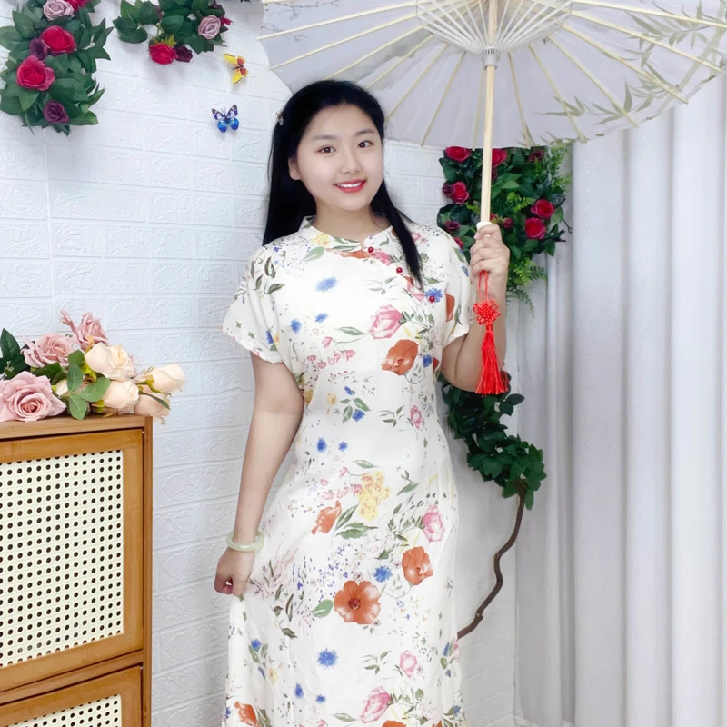 【夏季棉绸小飞袖旗袍合集】国风凉快新中式宽松显瘦连衣裙人造棉