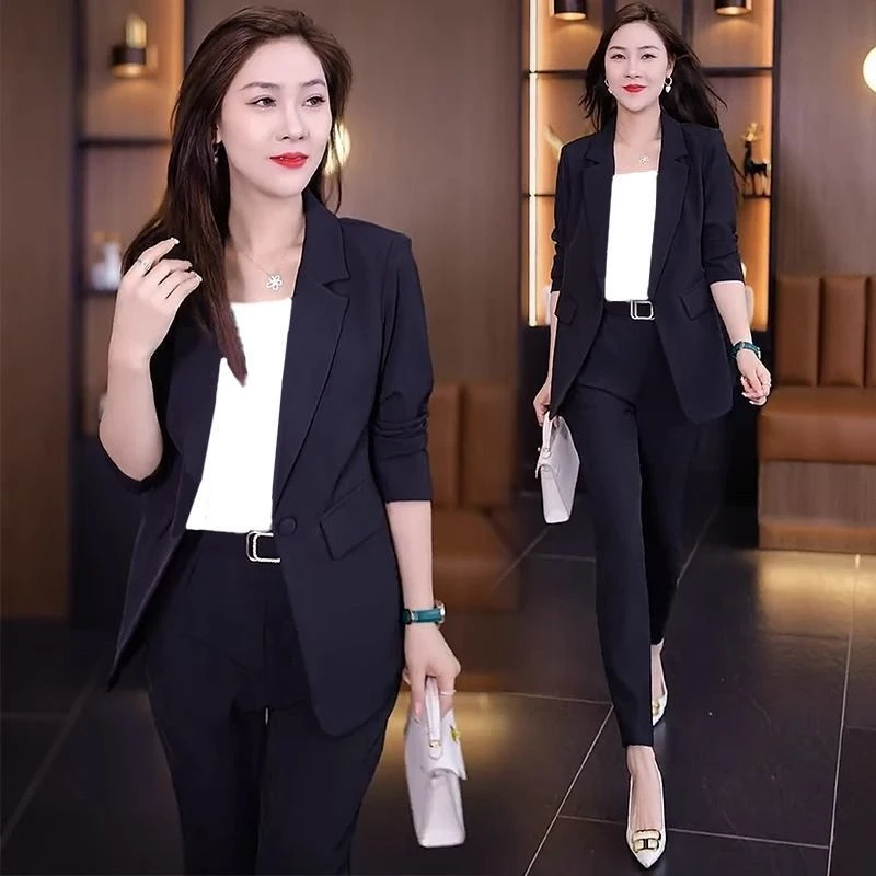 气质时尚修身正装职业显瘦洋气女神范西装套装西服套装两件套2025