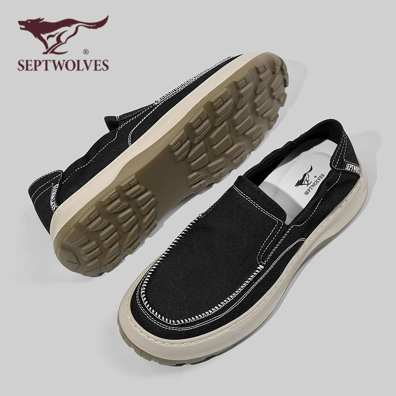 七匹狼品牌男鞋秋季透气薄款休闲鞋软底轻便布鞋男士一脚蹬懒人鞋