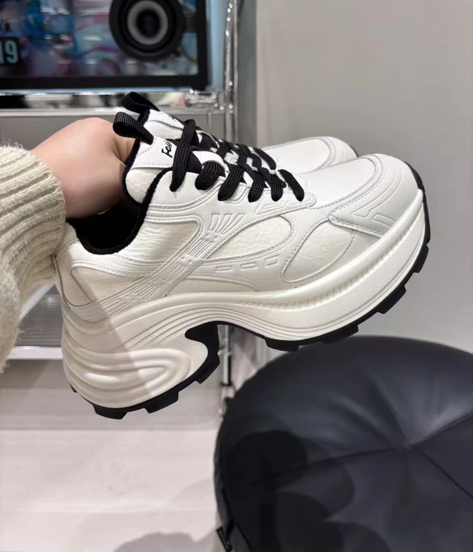 97006老爹鞋真皮休闲鞋时尚交叉绑带运动鞋潮鞋增高