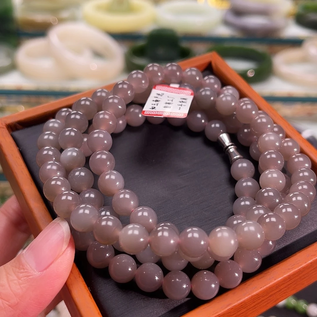 和田玉颈饰未镶嵌紫粉色项链