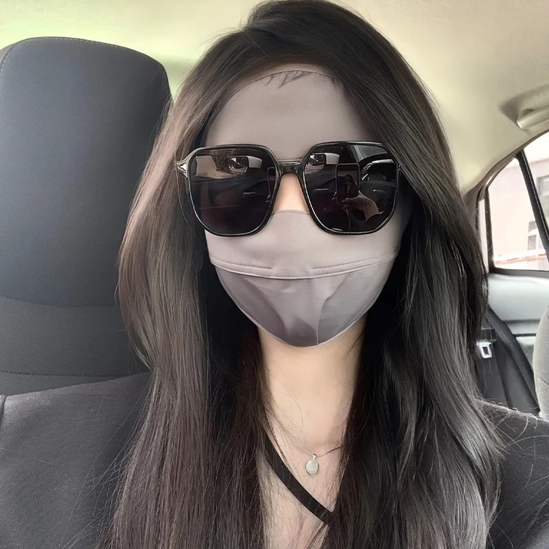 面罩冰丝口罩透气遮阳面部防紫外线全夏季骑行脸罩开车