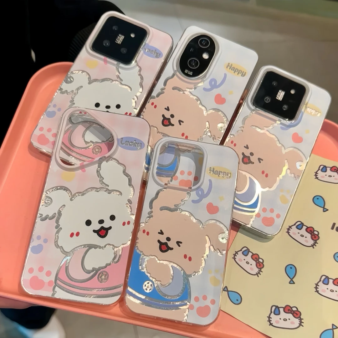 情侣贴贴小狗适用苹果15/16promax手机壳vivo华为p70oppo小米14套