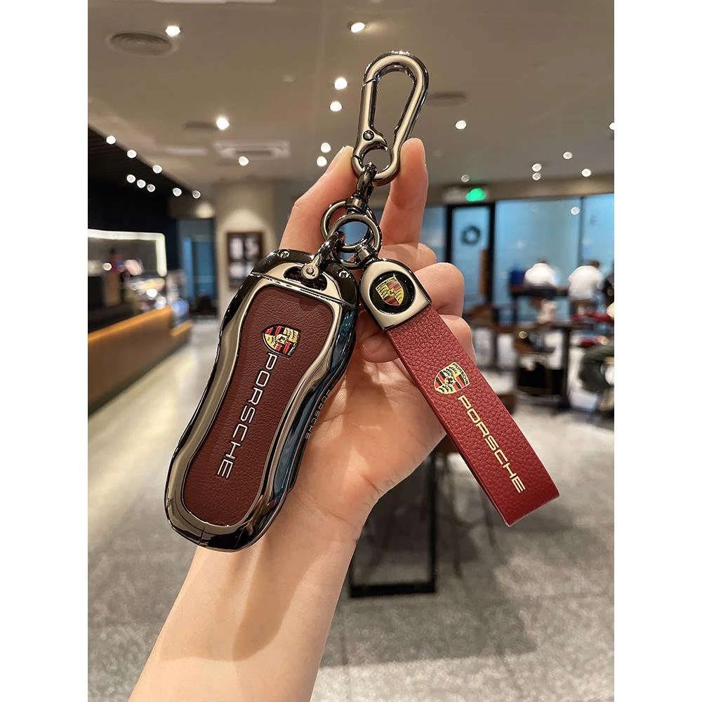 保时捷钥匙套卡宴帕拉梅拉macan玛卡911帕美718车taycan壳扣真皮