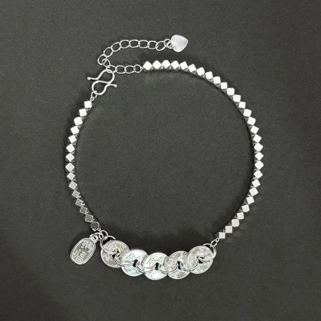 足银脚链  碎银子铜钱脚链  新中式轻奢时尚百搭 YS128