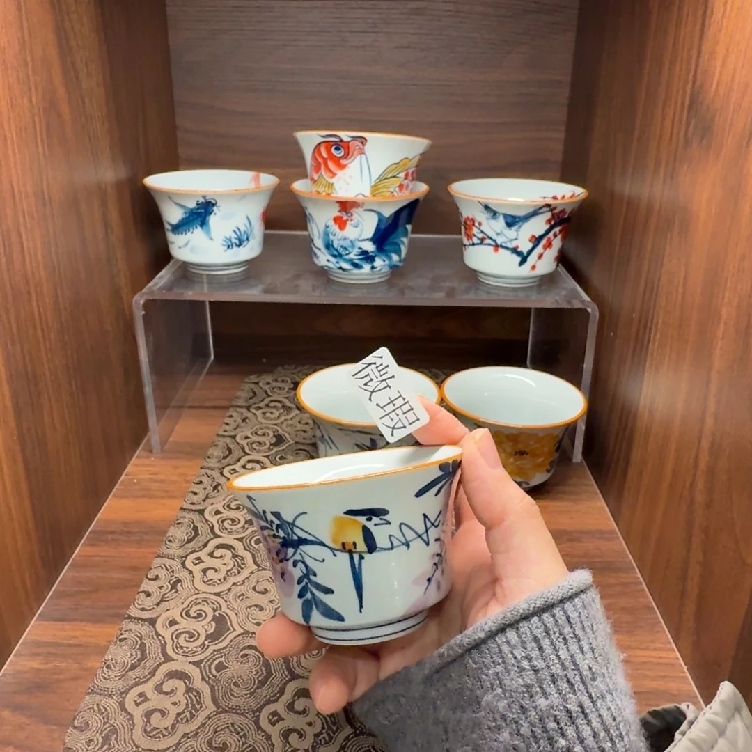 釉下手绘茶具微瑕