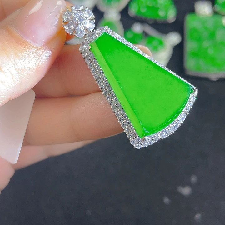 翡翠银S925镶嵌吊坠(不含链)