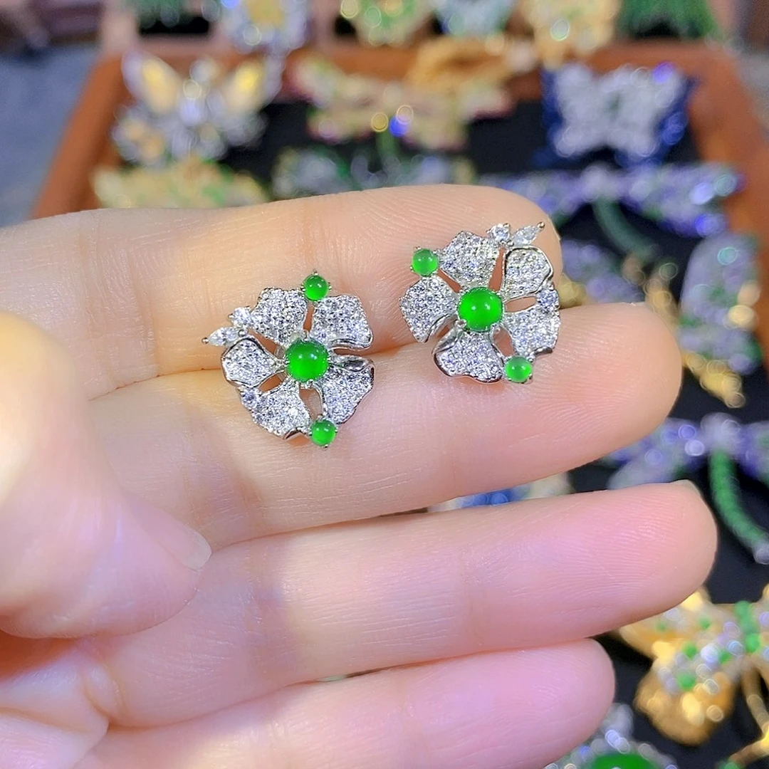 吊坠(不含链)银S925镶嵌翡翠