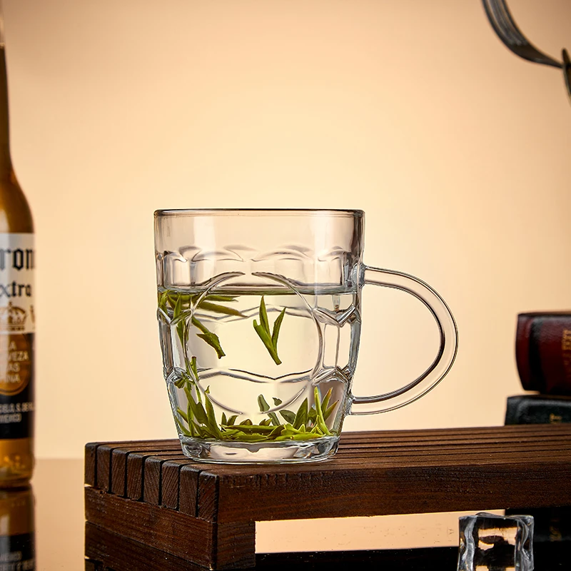 玻璃杯小菠萝啤酒杯杯子扎啤杯家用大容量水杯加厚茶杯透明喝水杯
