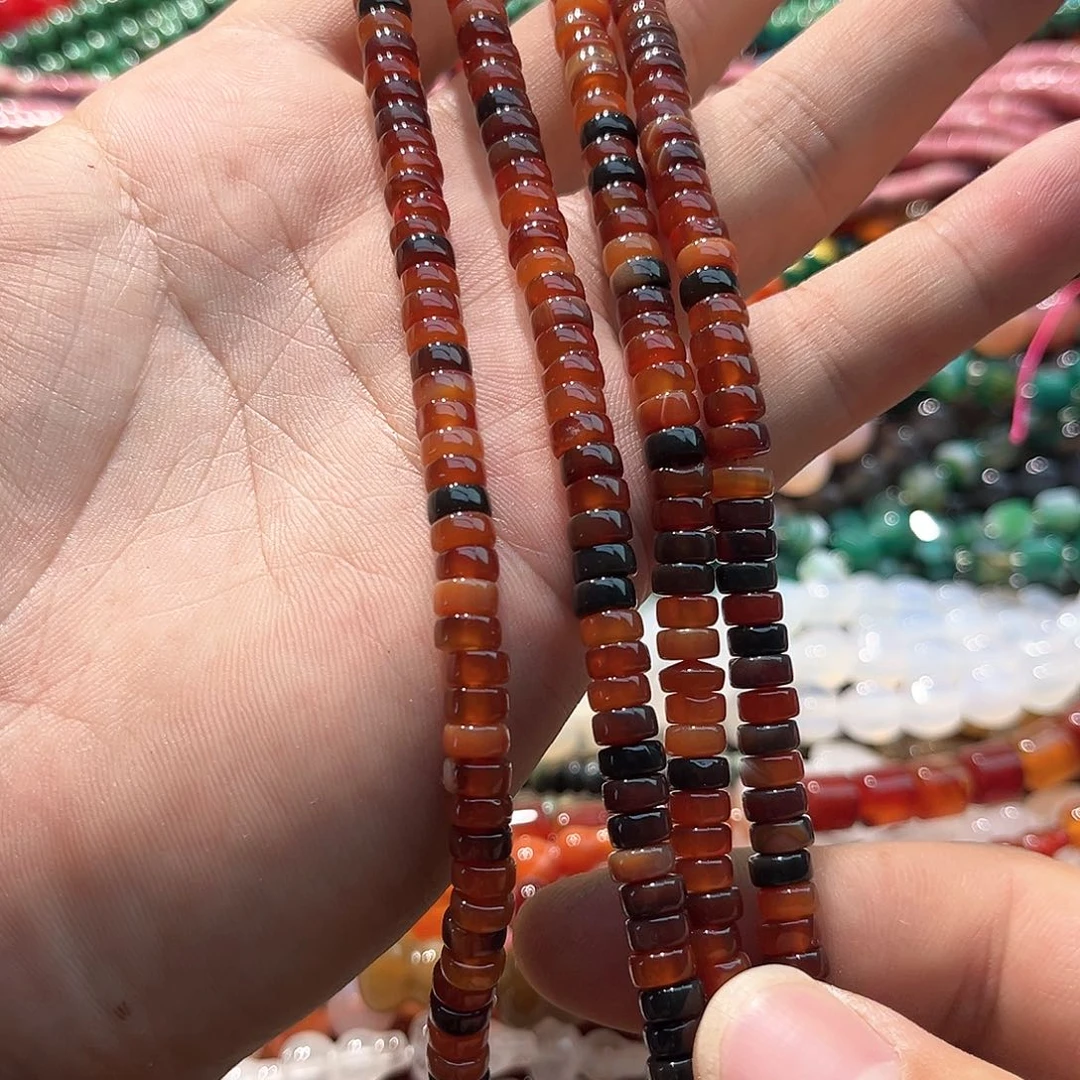 玛瑙/玉髓合金珠宝半成品玛瑙剁珠一条6mm