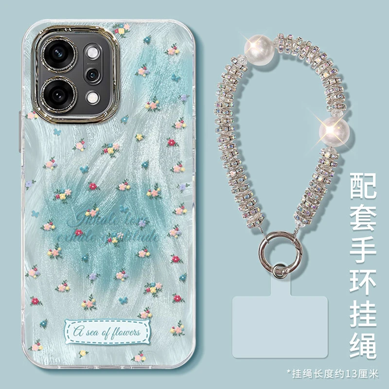 晕染碎花适用OPPOReno14手机壳镜头全包防摔女款网红同款数码配件