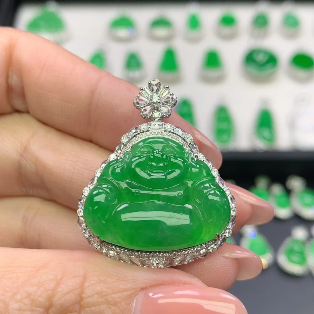 翡翠18K金镶嵌吊坠(不含链)