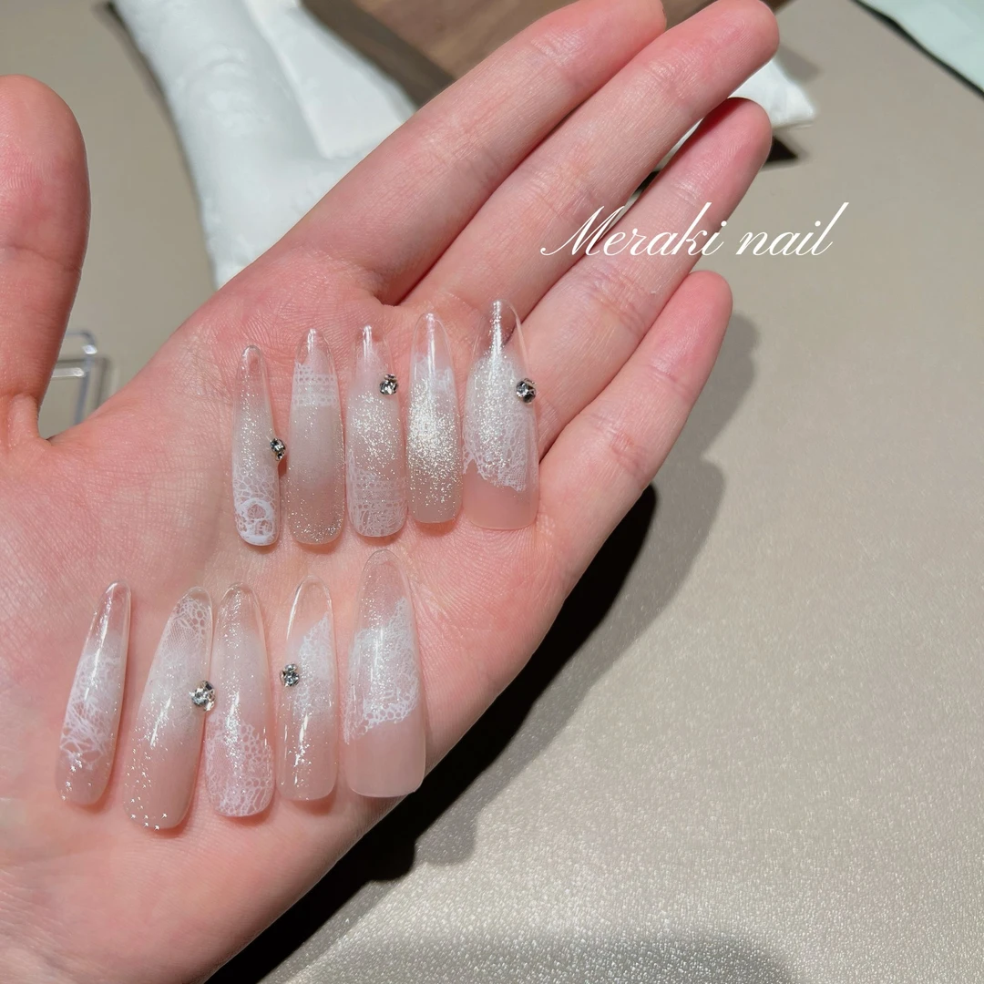 merakinail春夏新品「蛋糕裙」巨精致！干净贵气~蕾丝美甲纯手工定制