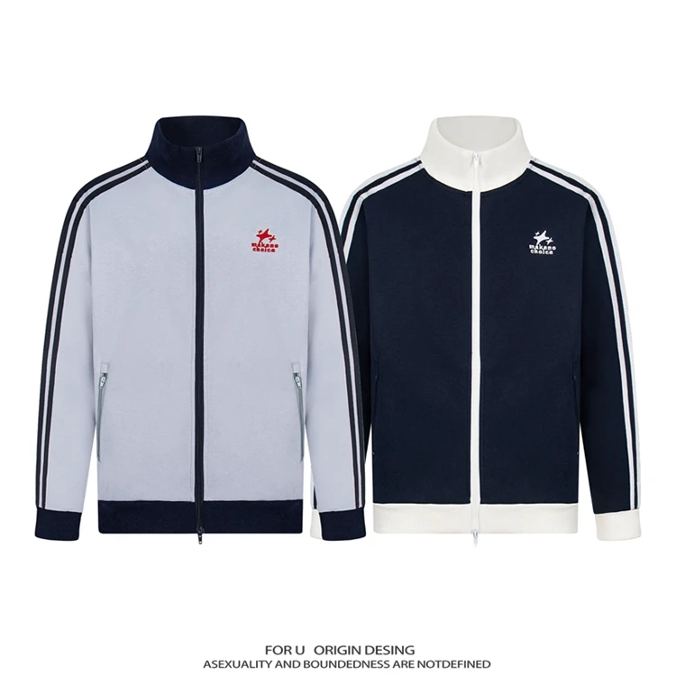 FOR U美式复古条纹拉链开衫外套秋季新款宽松百搭休闲卫衣开衫潮