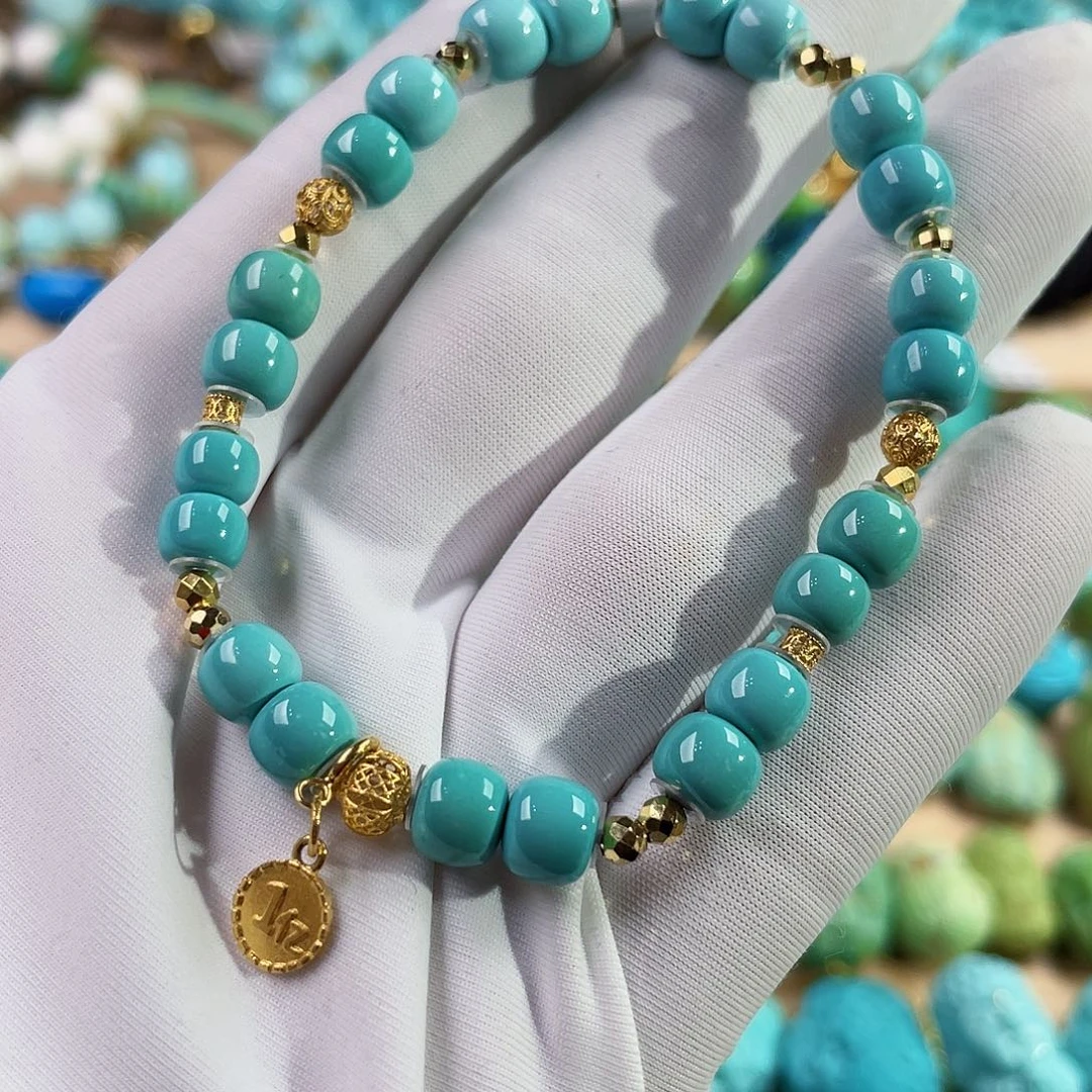 绿松石18K金镶嵌珠宝奇石