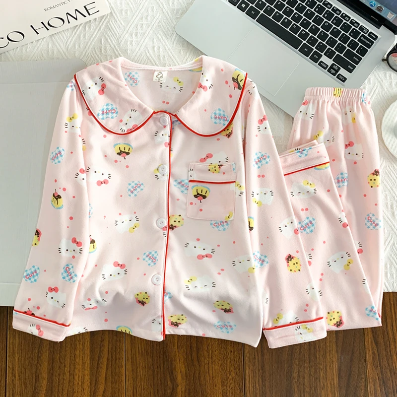 女童睡衣儿童加厚德绒中大童2025新款秋冬季保暖套装女孩冬天开衫