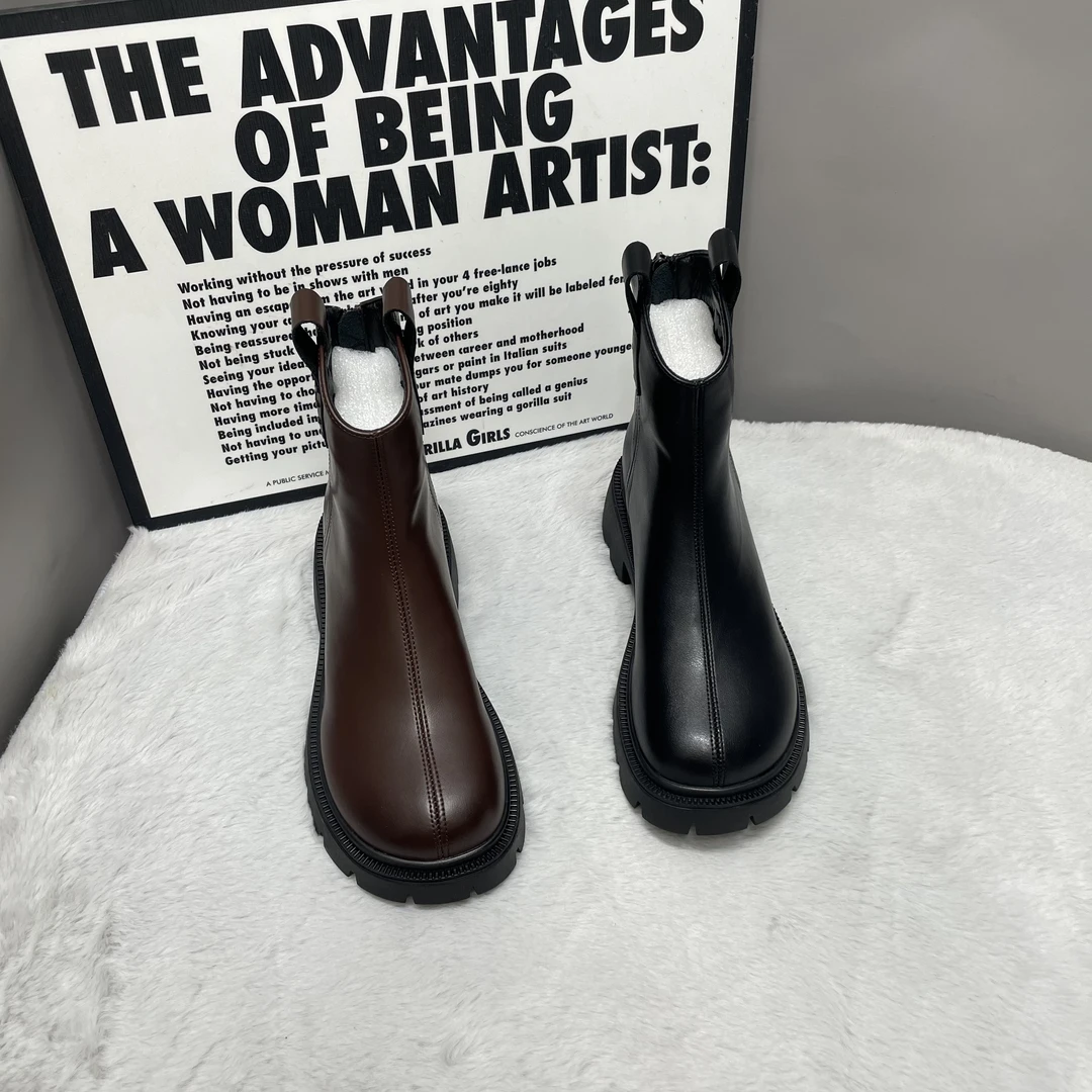 新款百搭厚底流苏后拉链款时尚女靴切尔西靴马丁靴瘦瘦靴9811