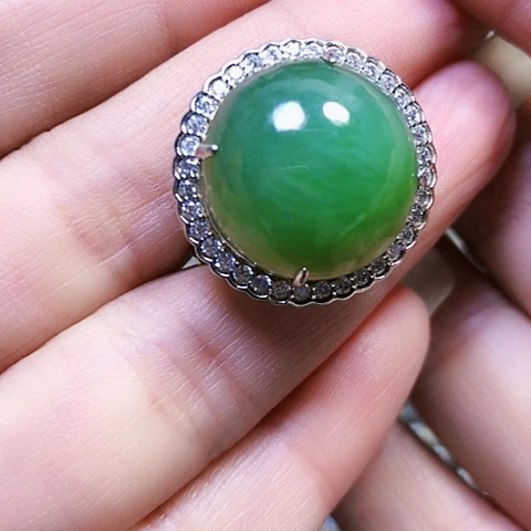 和田玉银S925镶嵌戒指