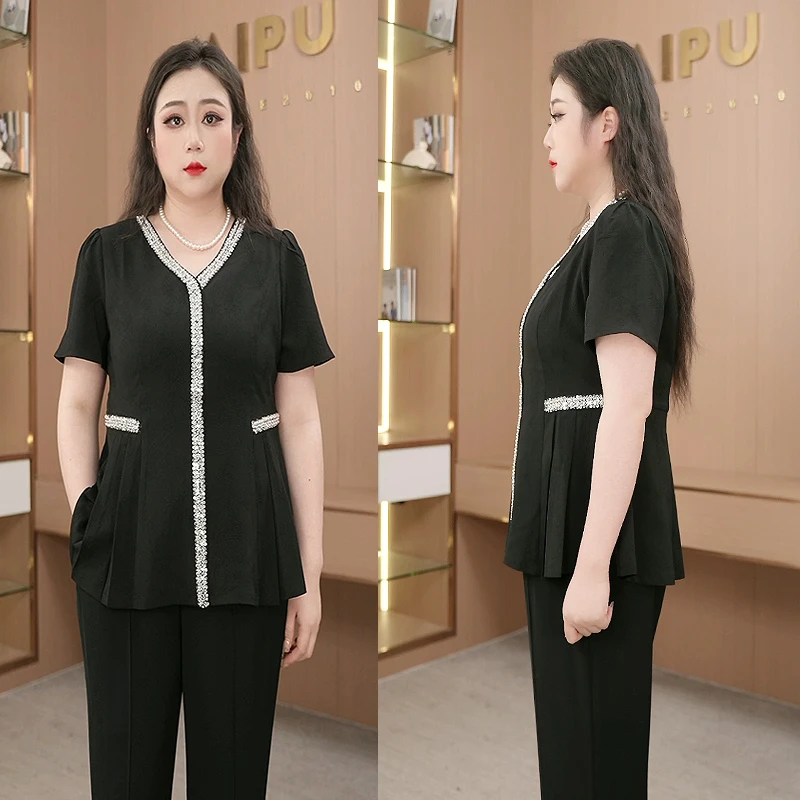 2799爱朴大码女装加宽加大时尚气质减龄遮肉显瘦简约优雅显瘦上衣