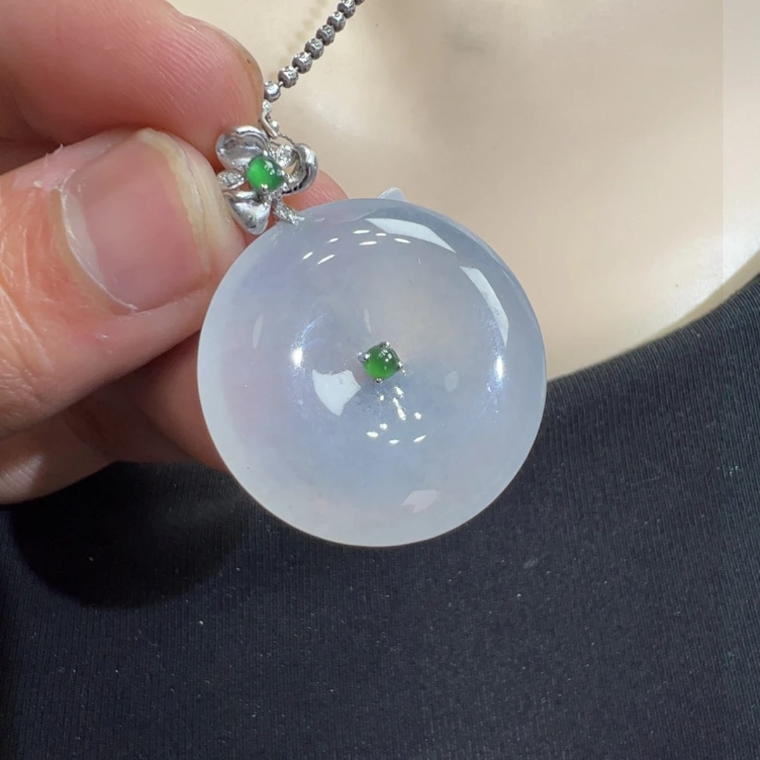 翡翠吊坠(不含链)18K金镶嵌