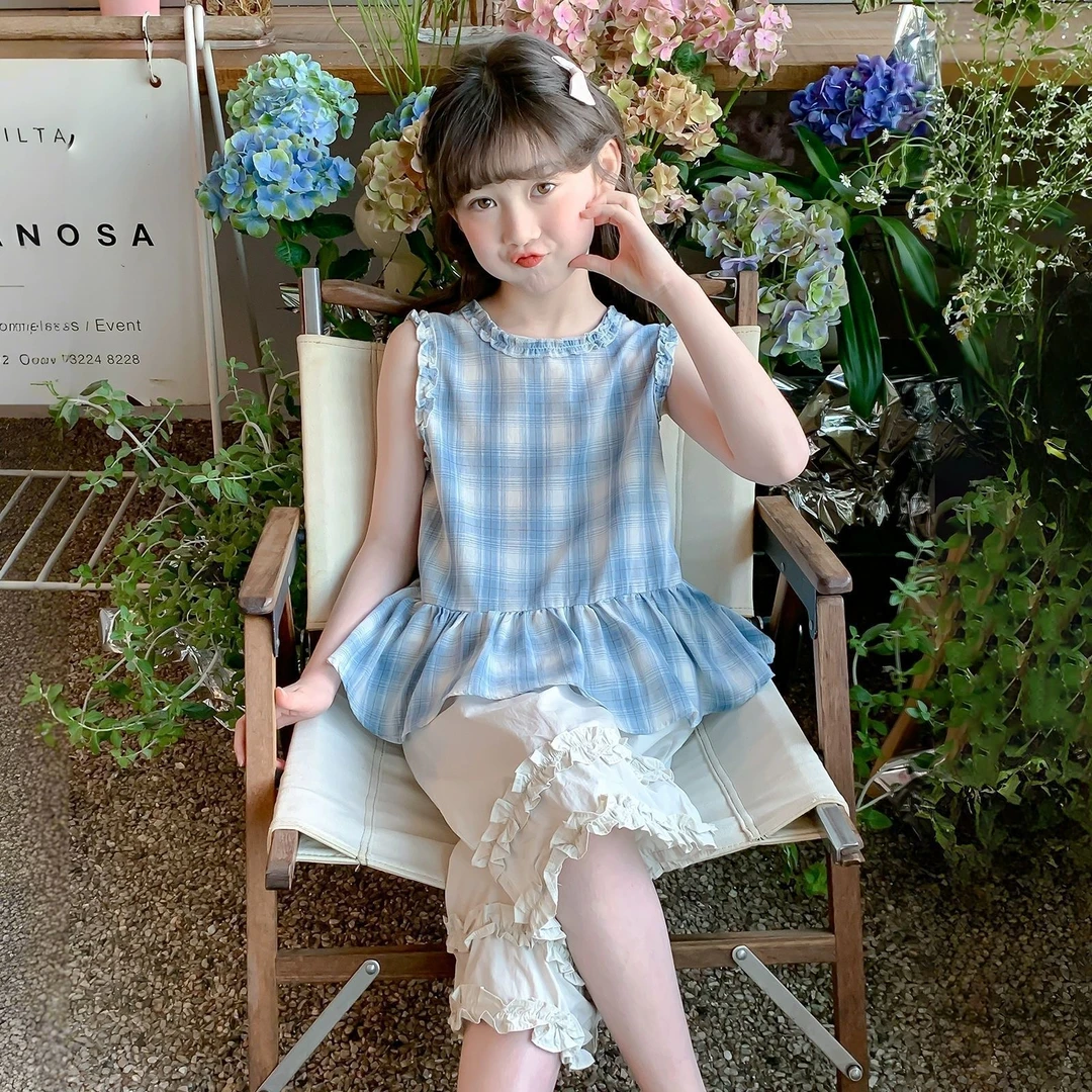 【现货】（七分裤）女童套装2025新款洋气童装夏装两件套CSC2283