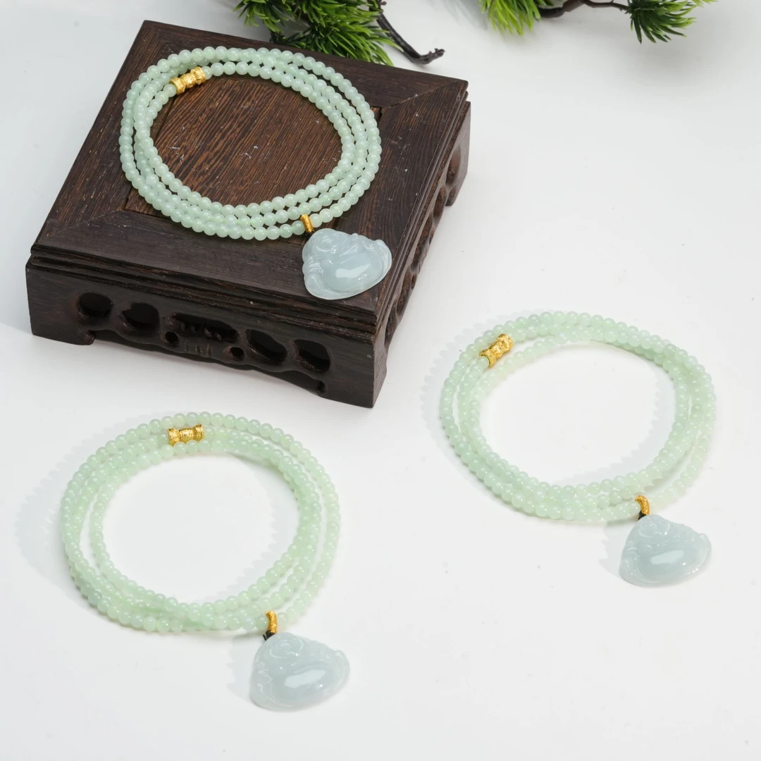 【小北珠宝】翡翠佛公套链尺寸约21*25mm【多样性发一件】13-WS27X176