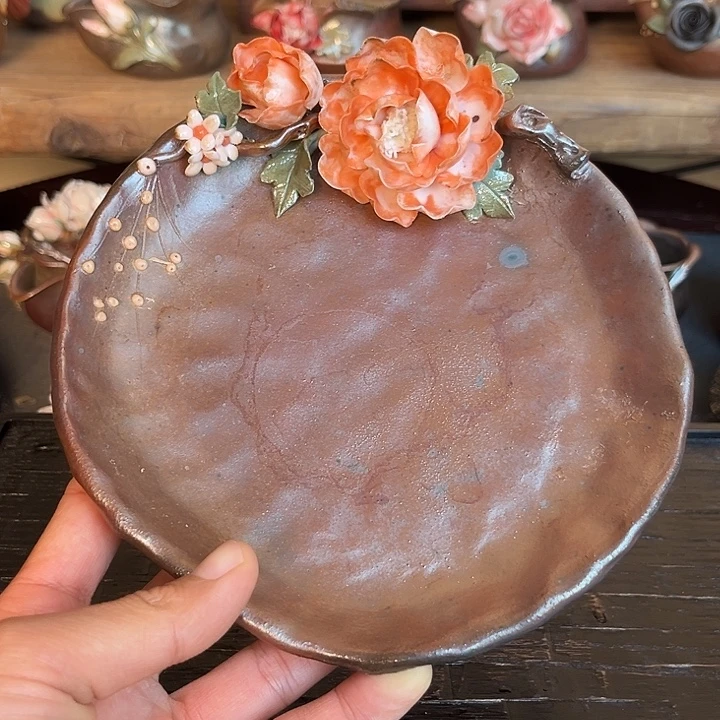 千玺造物橘黄牡丹壶承