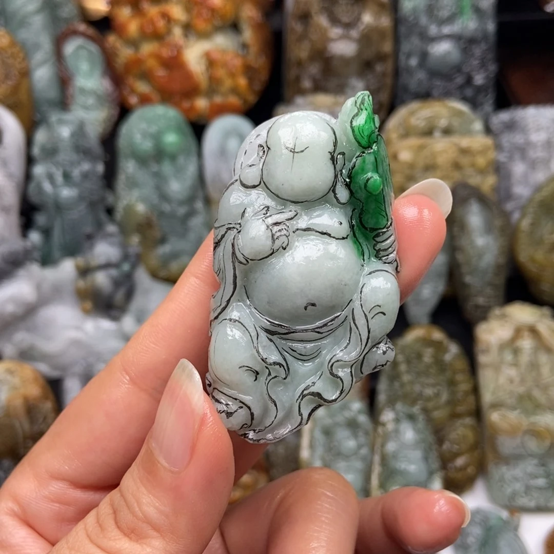 哈***哈定制翡翠未镶嵌天然缅甸翡翠A货毛货抛光定制