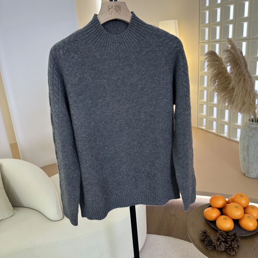 高奢康赛妮A规~重磅加厚半高领100纯山羊绒衫女时尚针织打底衫