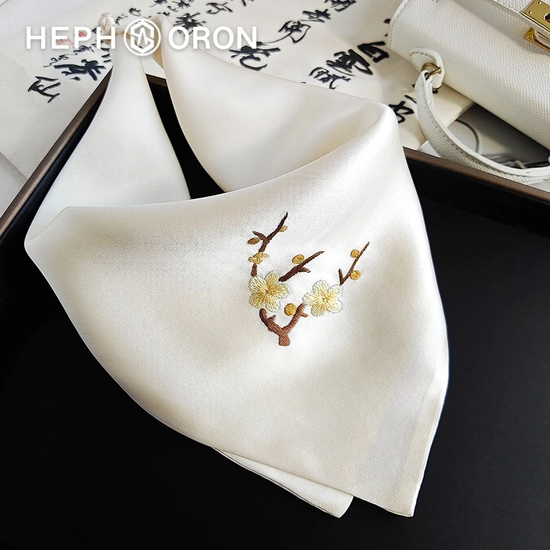 HEPHSORON苏绣丝巾礼盒送长辈刺绣旗袍披肩百搭桑蚕丝真丝丝巾