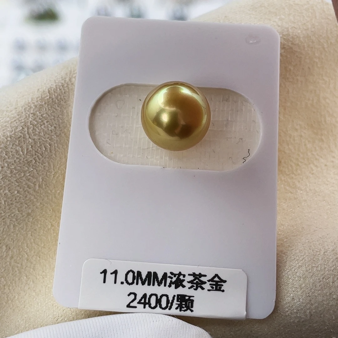 未镶嵌海水珍珠颈饰浓茶金11mm