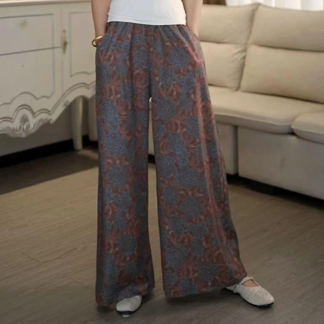 云杉宋锦【纹韵兰笺】#717复古垂感显瘦阔腿裤裙休闲裤