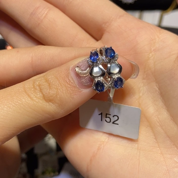 蓝宝石耳饰银S925镶嵌