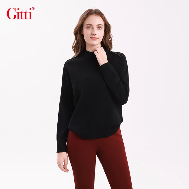 半高领毛衣女纯色套头内搭打底衫秋冬休闲针织衫G255451