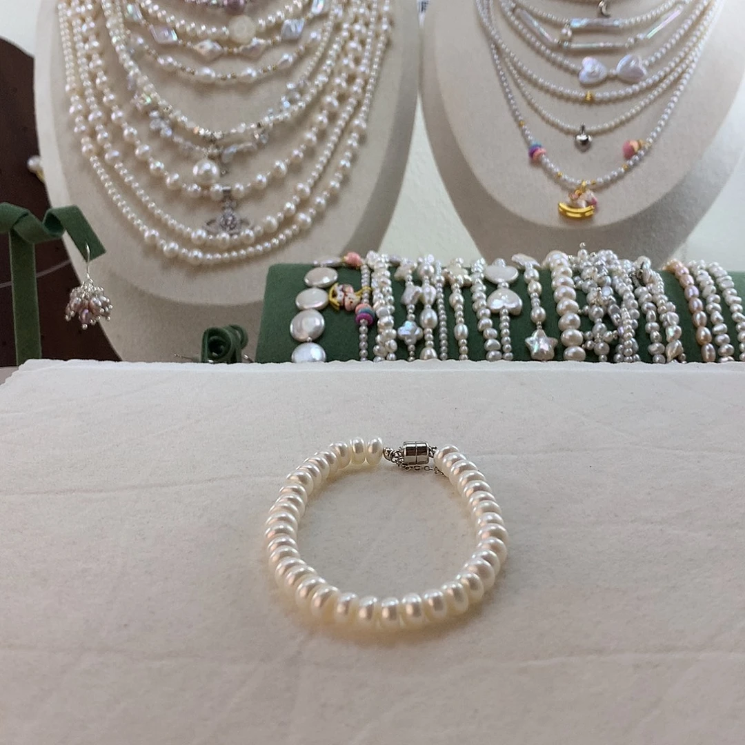银S925镶嵌淡水珍珠手绳