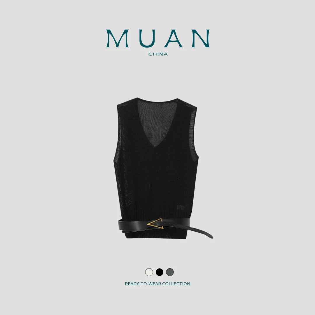 木岸MUAN：《杰西卡背心》定制腰带简约宽松百搭背心上衣ZZ-Z25018