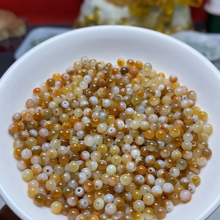 翡翠未镶嵌手链卡4鸳鸯黄50个