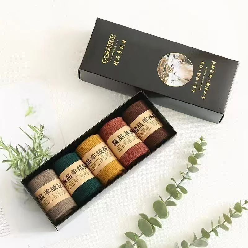 本命年秋冬季羊绒袜男女加厚羊毛袜中筒保暖透气不臭脚