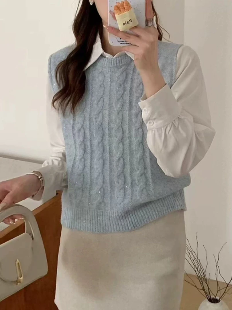 2220三炫家新款麻花条纹百搭马甲