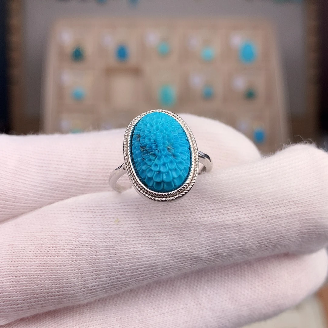 绿松石珠宝奇石银S925镶嵌