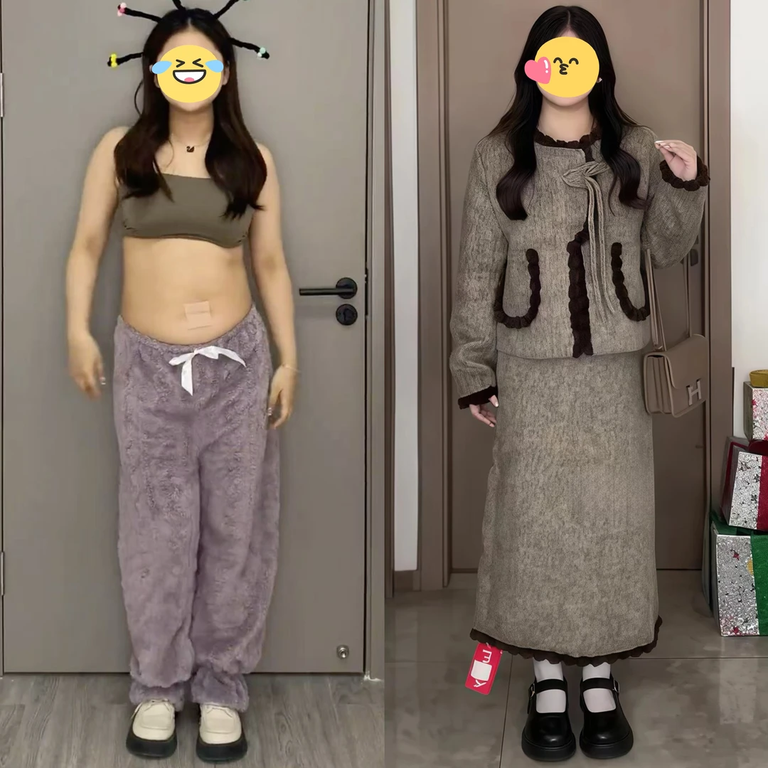 大码高级感富家千金小香风设计感短外套半身裙两件套秋冬胖mm套装