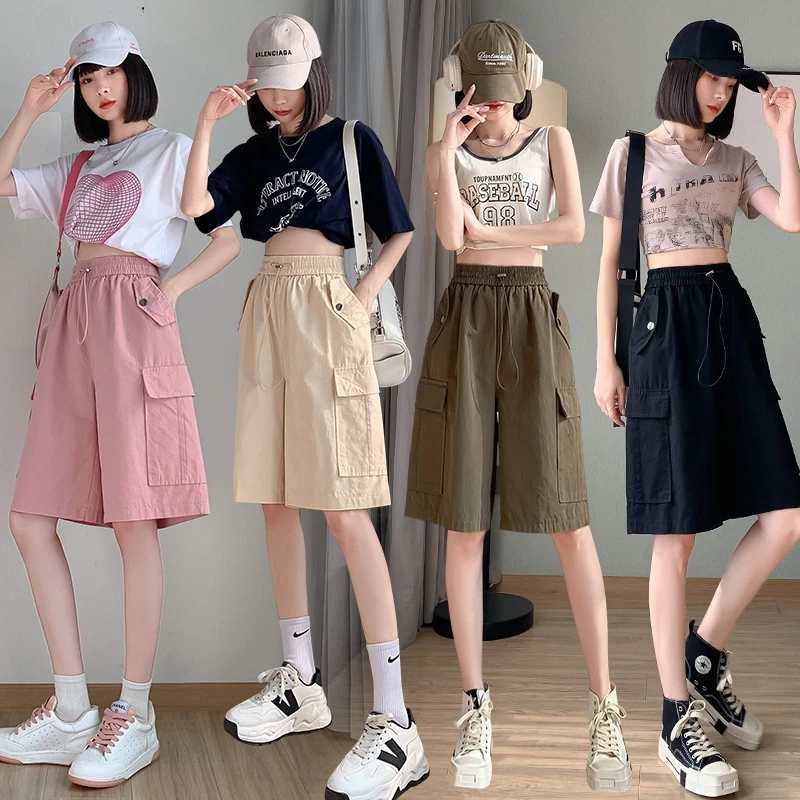 美式工装短裤女2025夏季新款薄款休闲裤高腰辣妹百搭宽松五分裤