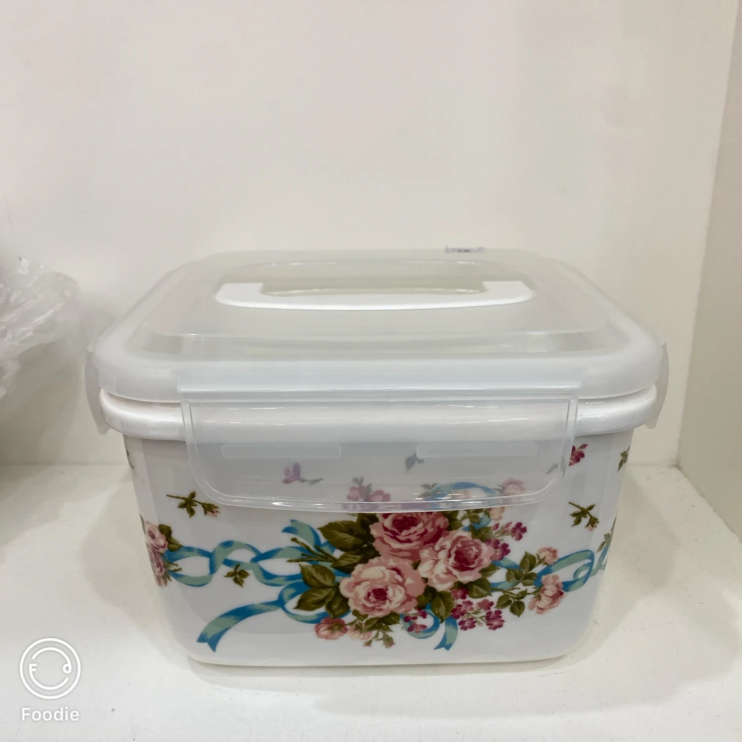 韩国陶瓷英格花密封保鲜盒