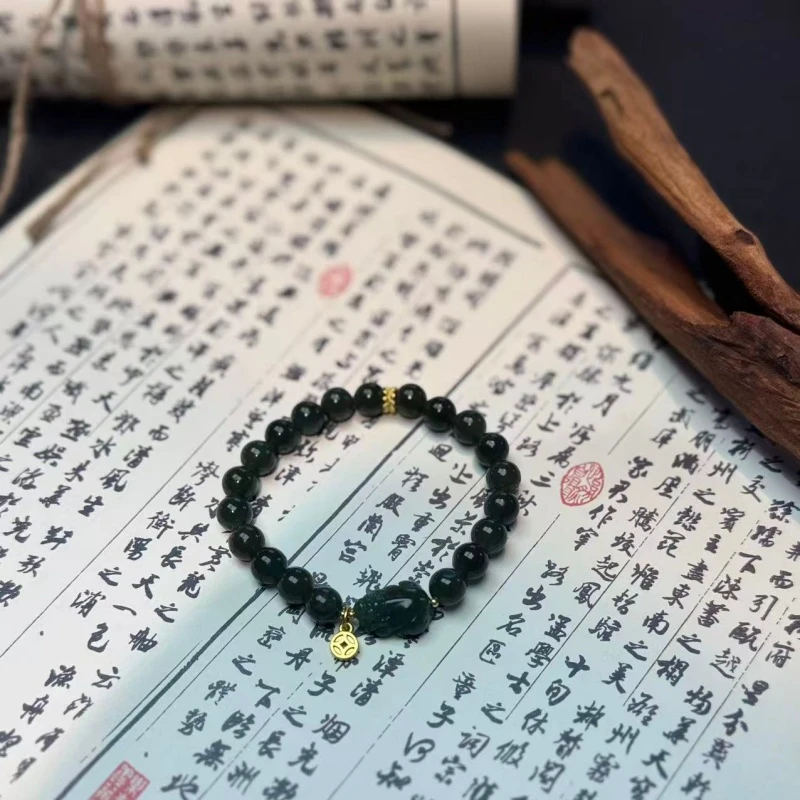 和田玉带貔貅单圈精美手串+礼盒+证书MK1007