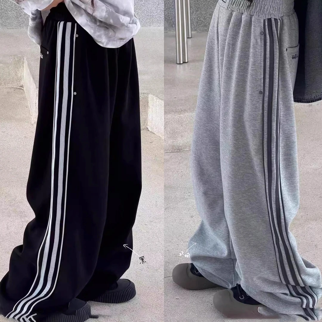 童装女童运动裤侧边条纹时尚儿童阔腿休闲卫裤秋款男童裤子D32