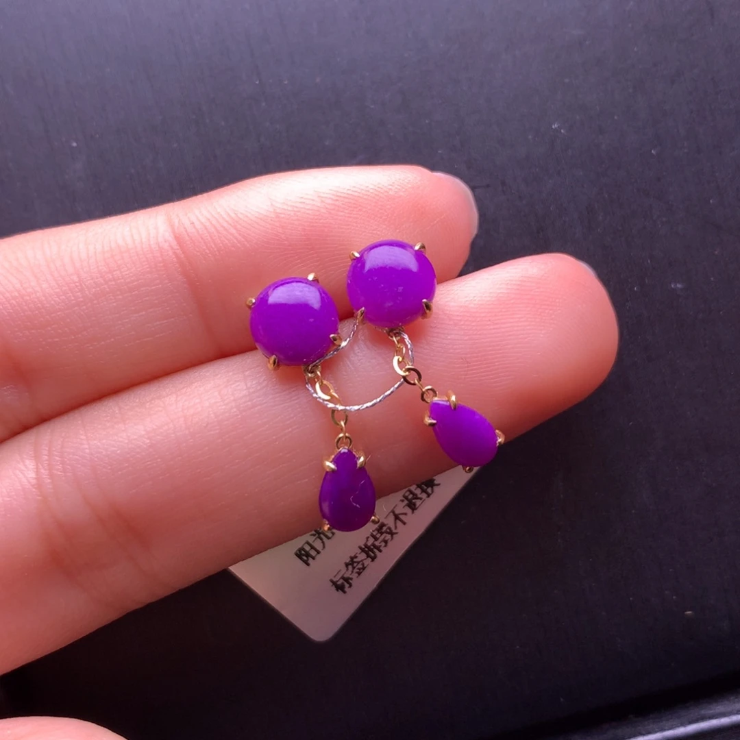 苏纪石（舒俱来）18K金镶嵌耳坠