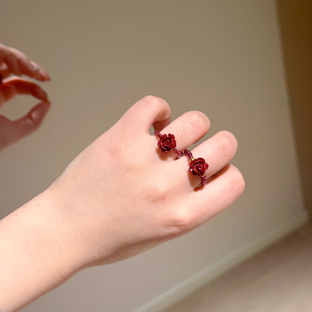 【村村有晶】天然紫牙乌石榴石活口玫瑰戒指多样性发一