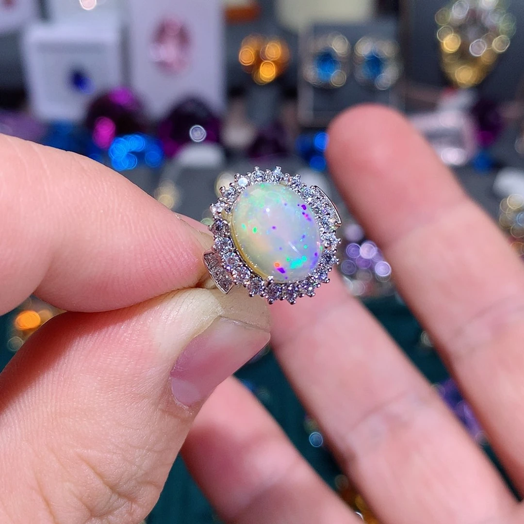 欧泊戒指银S925镶嵌戒指