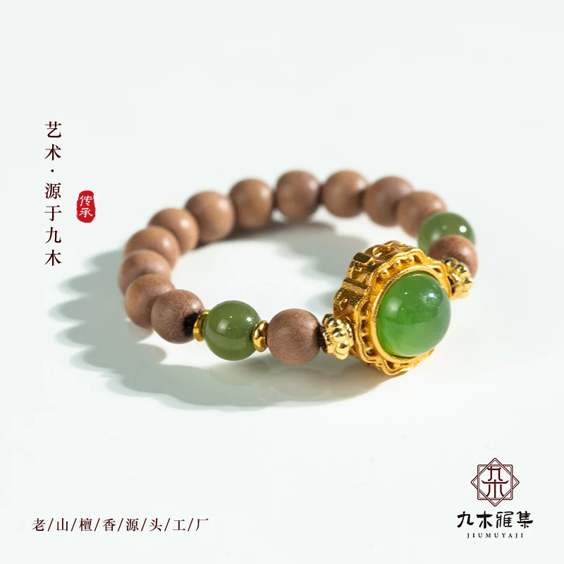 九木老山檀香3mm原创设计和田玉国风流行戒指